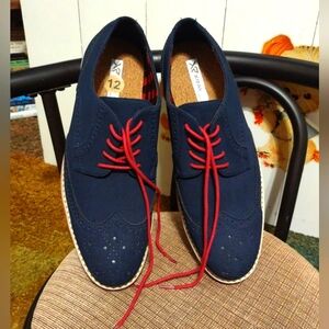 XR XRay Blue Oxford Mens Dress Shoes Size 12 (45) Manmade Materials